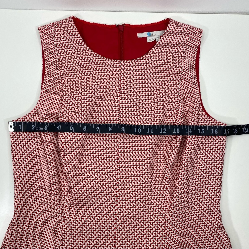 Boden Red White Jacquard Woven Houndstooth Sleeveless Tank Sheath A-Line Dress 8 - Picture 11 of 15